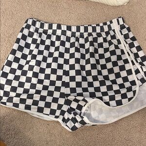SHEIN Black and White Checkered Athletic Shorts